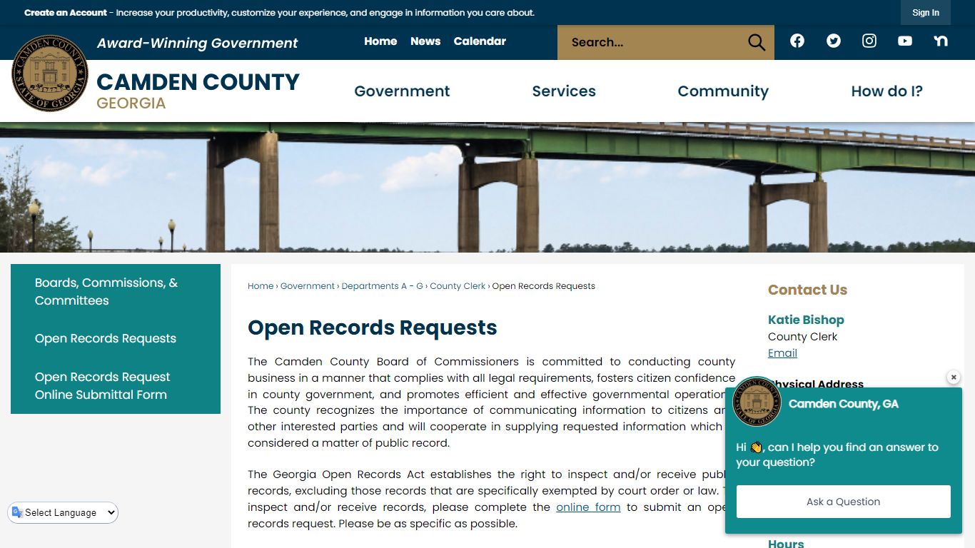 Open Records Requests | Camden County, GA - Official Website