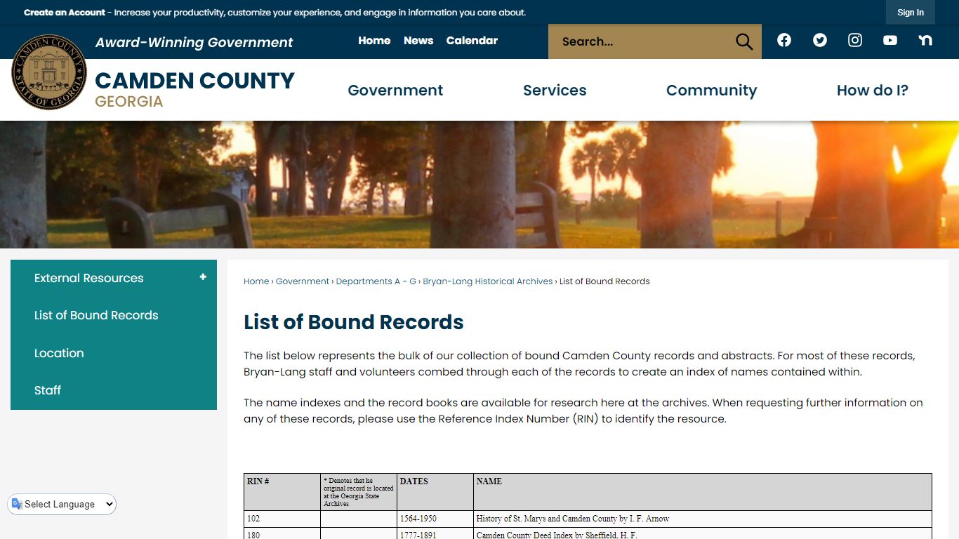 List of Bound Records | Camden County, GA - Official Website