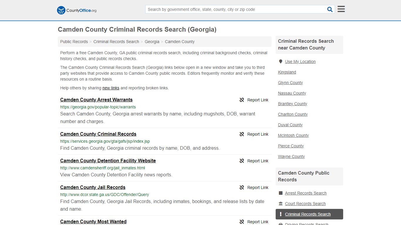 Camden County Criminal Records Search (Georgia) - County Office
